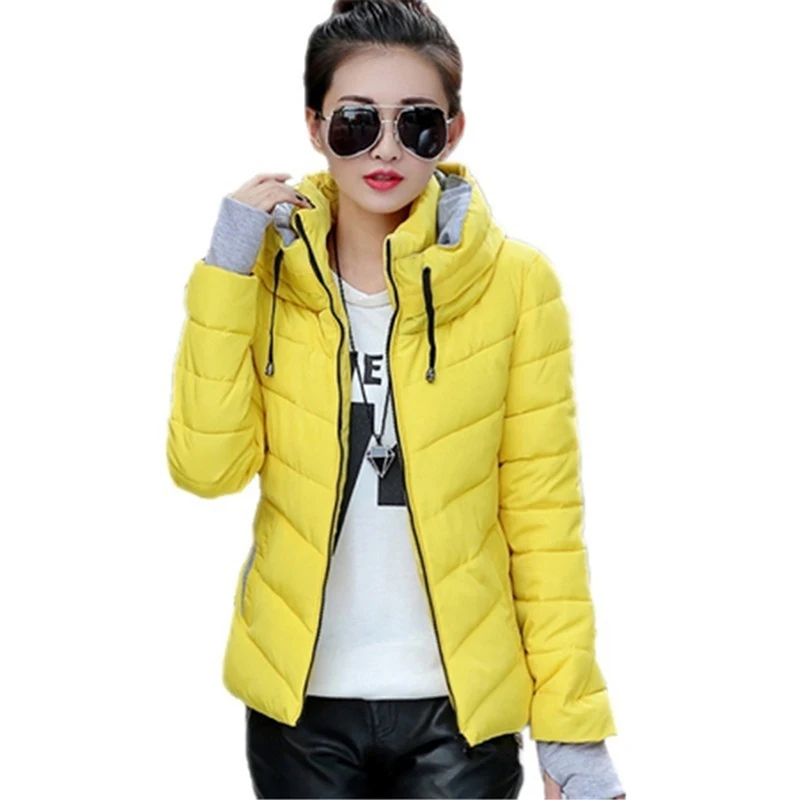 Зимняя куртка женские парки толстые зимние пальто Верхняя одежда плюс размер пальто женские тонкие куртки с хлопковой подкладкой и пальто - Цвет: yellow