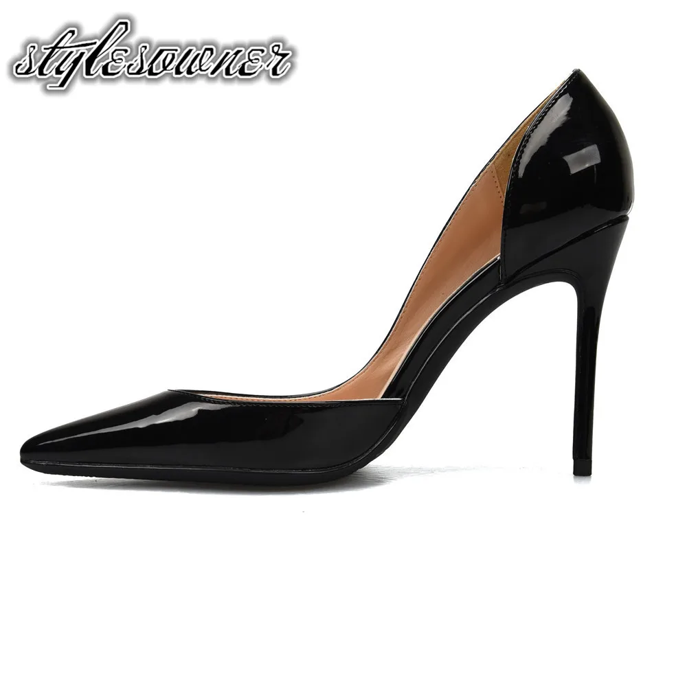 

Stylesowner 2018 New Arrival Black Nude Color Pointed Toe Woman Single Shoes Open Side Fahison Shoes Pumps 10/8/6cm Wedding