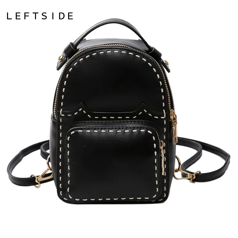 LEFTSIDE 2017 Women s Cute Mini pu Leather Backpack With Thick Line Small Backpacks For Women