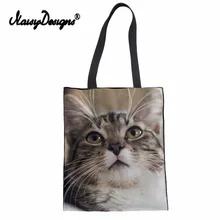 Бесшумные дизайнерские холщовые женские хозяйственные сумки Kawaii Cat Печать Экологичные сумки сумка дорожная сумка для девочек многоразовая сумка