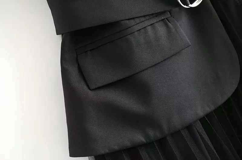 LW775 женский шикарный черный цвет кружева сетки лоскутное кольцо пряжки ремня тонкий жилет корейская мода жилет