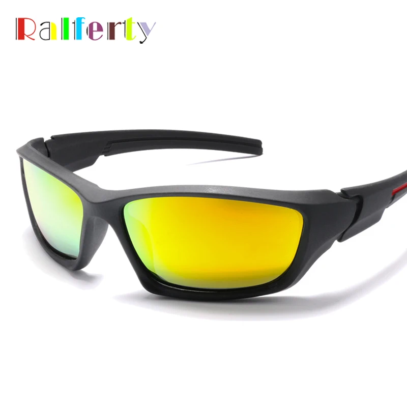 Мужские зеркальные солнцезащитные очки Ralferty K1031 черные и синие поляризационные