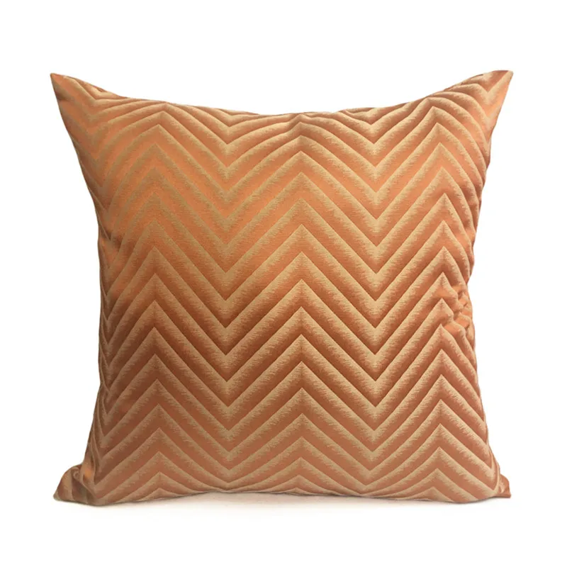 

Geometric Orange Light Golden Zigzag Hotel Sofa Chair Designer Jacquard Cushion Cover Decorative Home YogaPillow Case 45 x 45cm