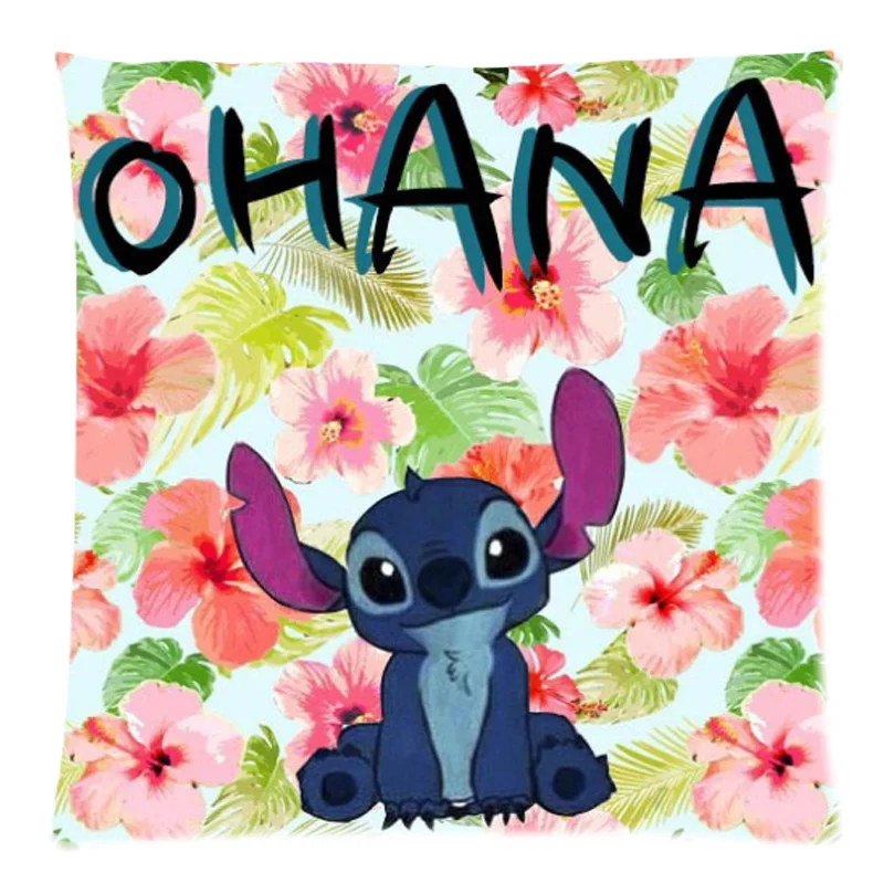 Lilo&Stitch Ohana Quote Throw Pillow Cover Decorative