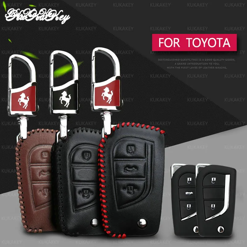

Genuine Leather Remote Car Key Case Cover Shell Protection For Toyota Auris Corolla Avensis Verso Yaris Aygo Scion TC IM