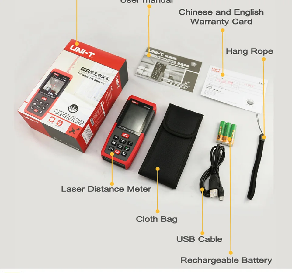 UNI-T 50 м~ 120 м дальномер лазерный дальномер UT395/UT396 серии с 2МП объективом лучшая точность USB данных экспортный ПК программное обеспечение