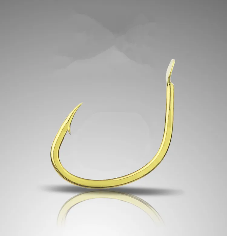 

Rompin 30pcs/box 6#-12# 2018 new fishing hooks gold color wide belly super sharp Barbed Hook High Carbon Steel jigging Fishing