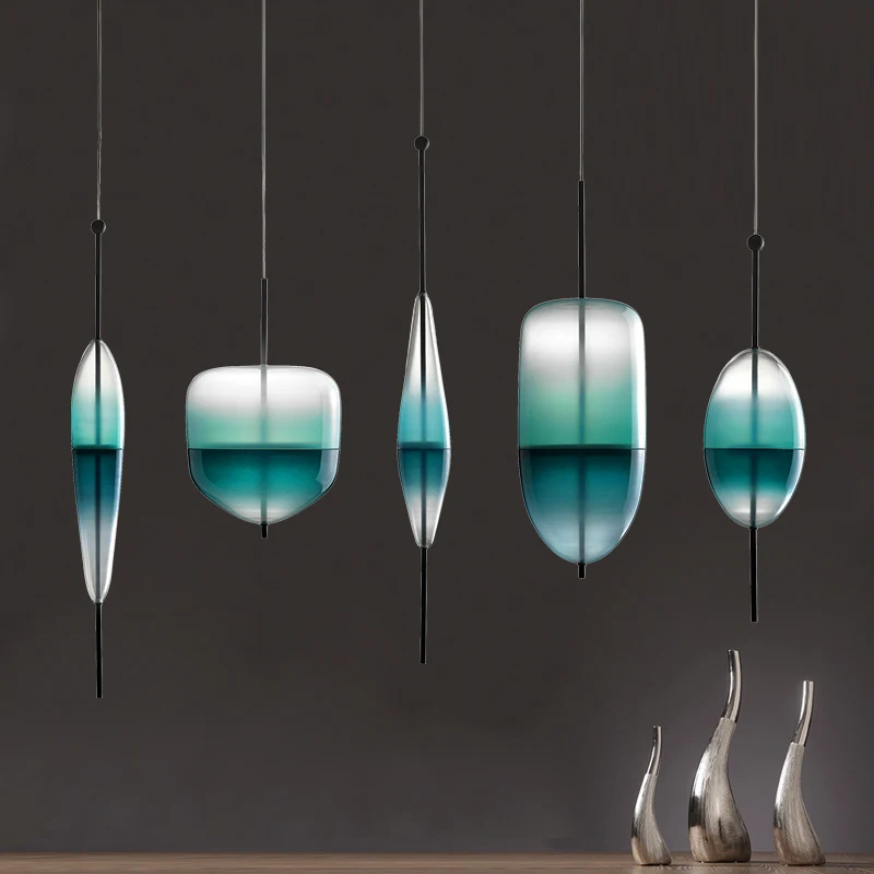 

Nordic Modern Art Chandelier Venice Flow[T] Lake gradient glass lamps Restaurant Bar