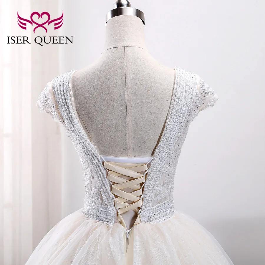 Свадебное платье с коротким рукавом, v-образным вырезом, вышивкой, арабским v-образным вырезом, тяжелым бисером, Европейская мода, свадебное платье, свадебное платье WX0003