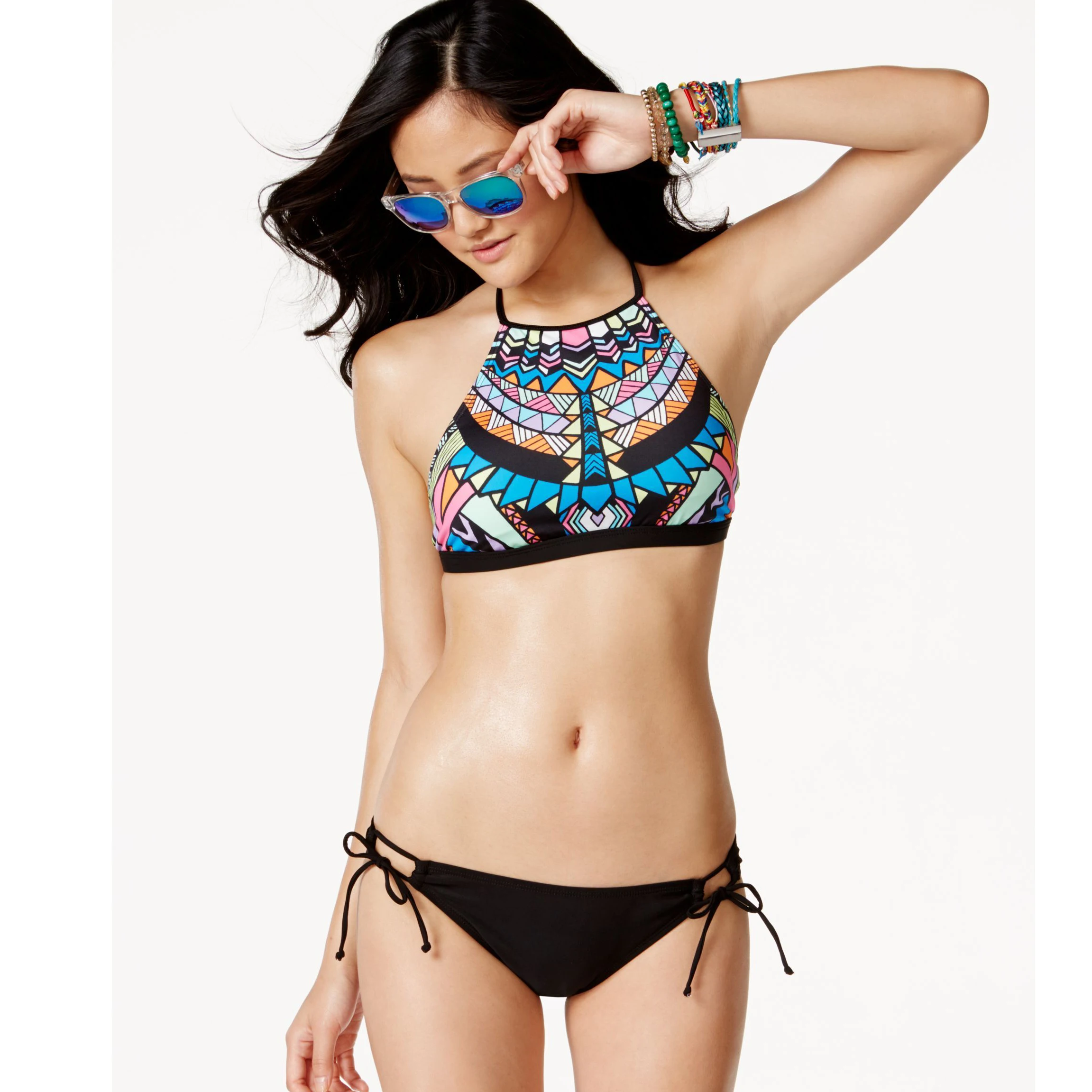 Ocean Vibes Palm Printing Bikini Set Women Summer Sexy Swimsuit Ladies 