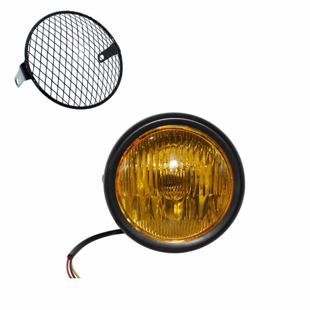 Grill Cover Vintage 35W Motorcycle Headlight Lamp Bulb Moto Light For