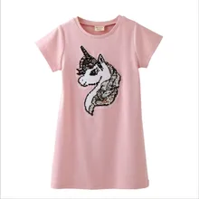 Новое Стильное милое платье для девочек, волшебное обесцвечивание лица, платья из пайеток с рисунком единорога, подарки из пайеток для девочек 2-8 лет