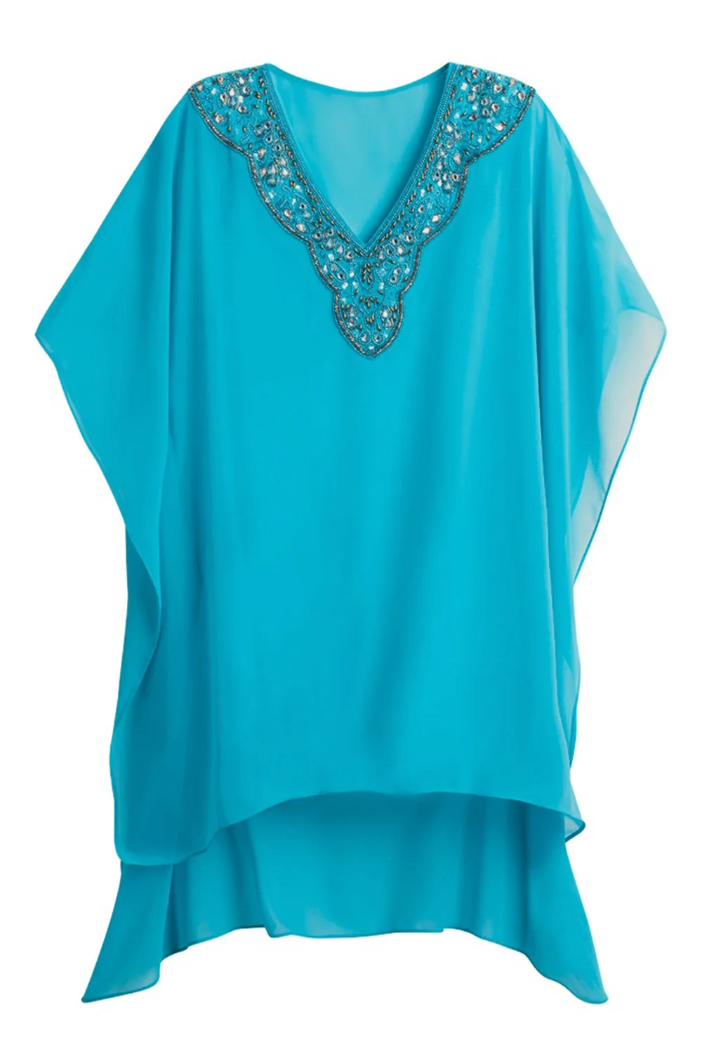 Rhinestone-V-Neck-Blue-Sheer-Kimono-Beach-Cover-Up-Dress-LC42236-5-3