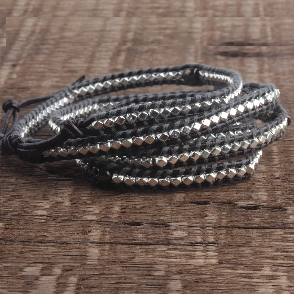 

ZMZY Unique 5 Layer Leather Bracelets for Women Handmade Retro Wrap Charm Beads Bracelet Jewelry Vintage Gift