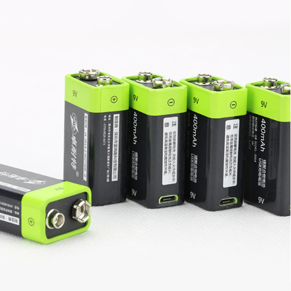 2 шт. ZNTER 400 мАч USB 9 в перезаряжаемая литиевая батарея 6F22 перезаряжаемая литий-полимерная батарея+ 1 шт. Micro USB зарядный кабель