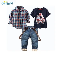 LONSANT/детская одежда; коллекция года; детская одежда; длинные рубашки в клетку с принтом; футболка; джинсы; комплект одежды для мальчиков; От 1 до 9 лет; Прямая поставка