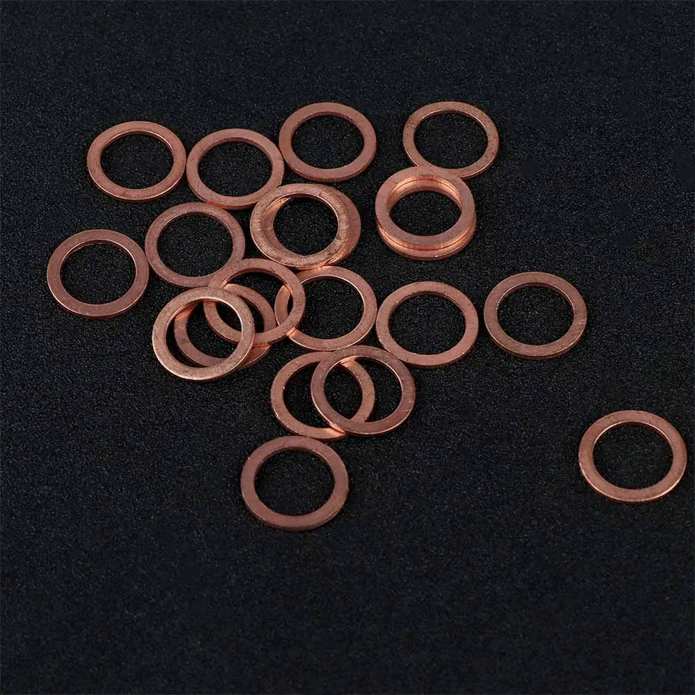 

20 Pcs Copper Washer Flat Ring Gasket Sump Plug Oil Seal Fittings 10*14*1MM Washers For Practical Hardware Accessories