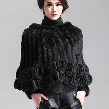 Классическая мода натуральная вязаный мех кролика мыс платки пальто женское пончо плащ палантины для banquel ужин вечерние