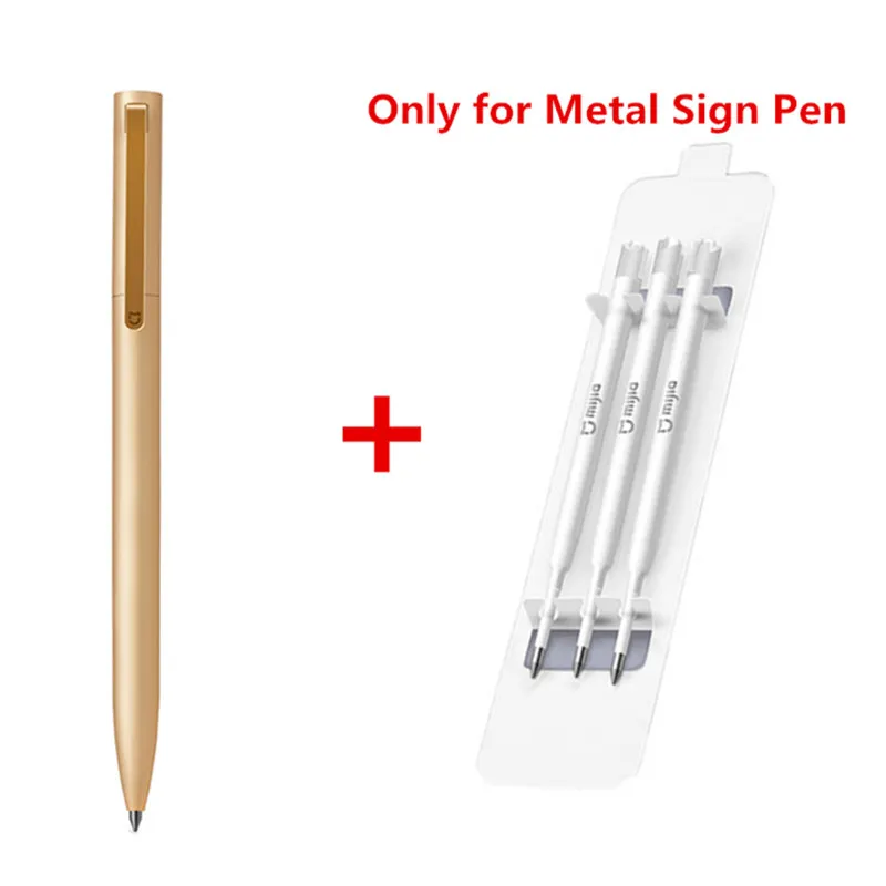 Xiaomi Mijia металлический знак ручка 9,5 мм алюминиевый сплав ручка для подписи PREMEC гладкая швейцарская заправка MiKuni японские чернила - Цвет: gold add Refill