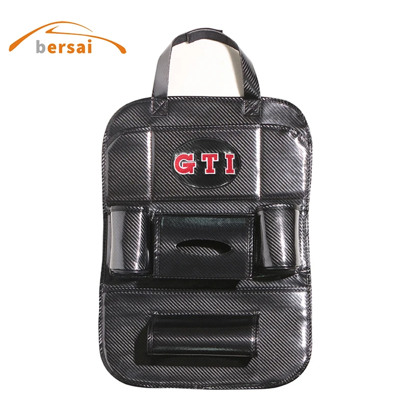 

Storage Bag Carbon Fiber Car Seat Back Bag Car styling for GTI Volkswagen polo 6r 9n golf 4 7 5 6 MK7 MK4 MK5 6 Auto accessories