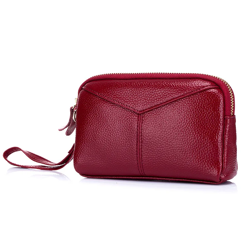 

Women's Elegant Genuine Leather Hand Clutches Bag Female Redbud Pattern Versatile Hand Wallet Cell Phone Bag Inside Coin Purse