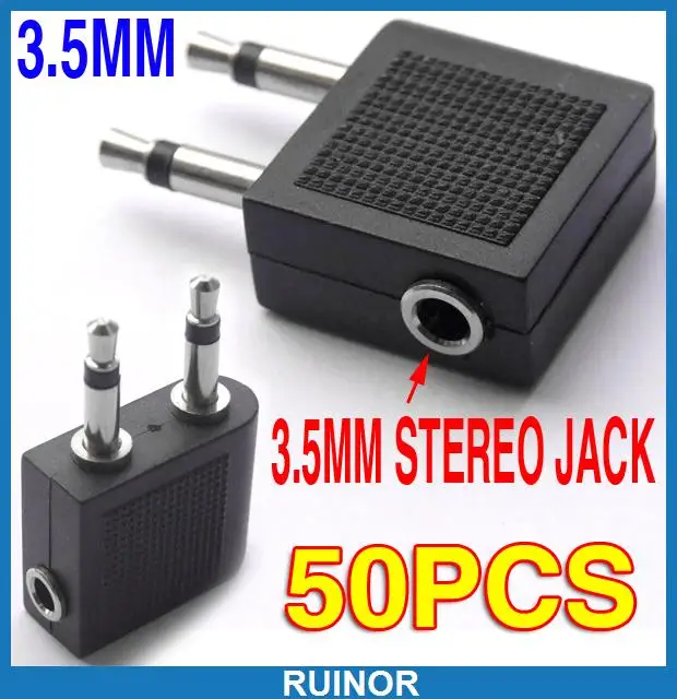 

50pcs/lot x Airline Headphone Adapter 3.5mm to Dual 3.5mm Jack