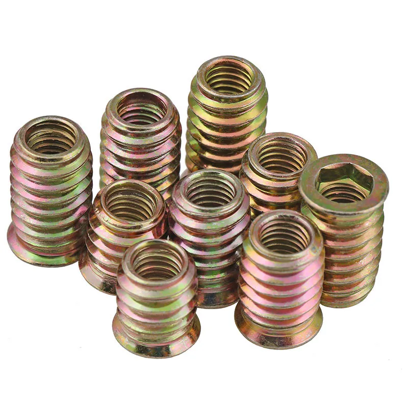 

20pcs M6 M8 M10 Carbon Steel Coulor zinc plated Furniture Hex Drive Head Nut Thread Wood Insert Nuts