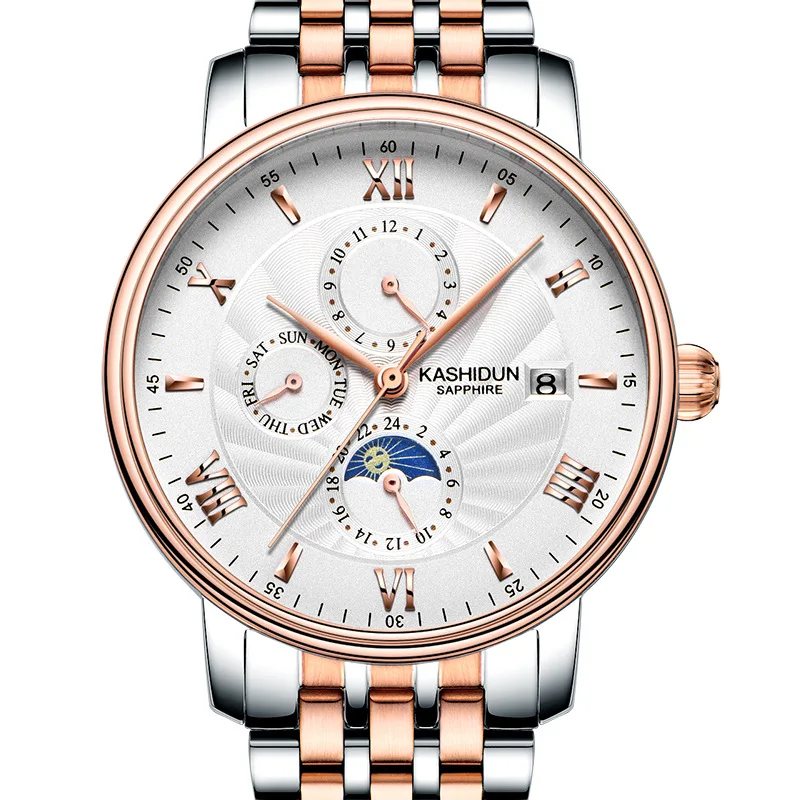 

business mens watches stainless steel Mechanical Automatic male Wristwatches Switzerland brand Movement waterproof calendar