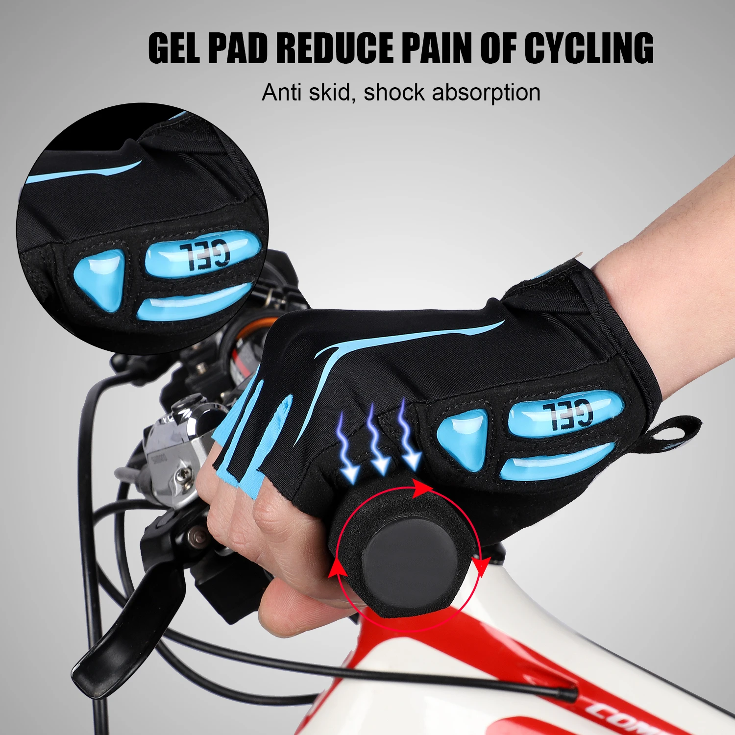 WEST BIKING Half Finger Cycling Gloves Anti-slip Breathable Men Anti-shock R3D5 
