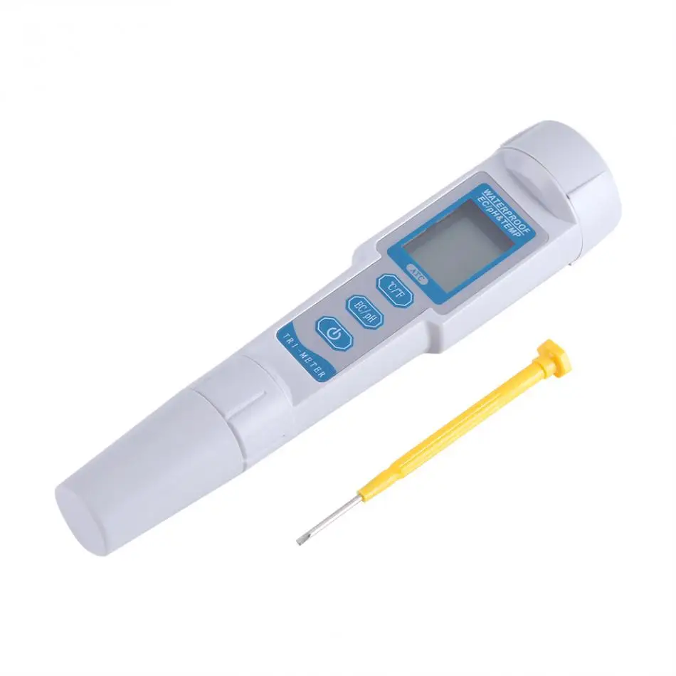 

High Accuracy 3 in 1 Digital PH Meter Water Quality Monitor Pen LCD Backlight Temperature Tester EC Measuring Tool