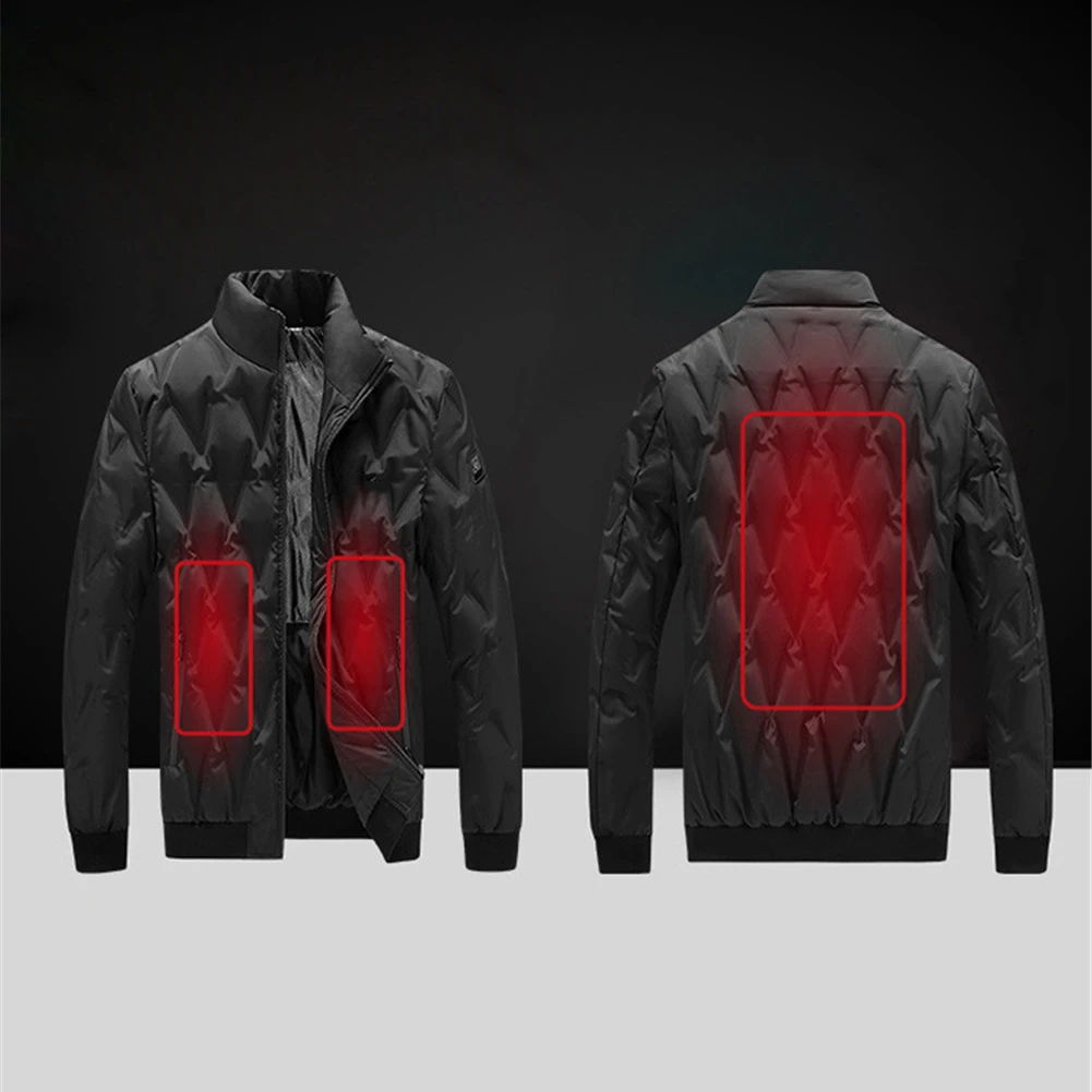 USB Charging Heating Jacket Coat for Men Winter Thermal Clothing Heating Warm Thermostatic Long Sleeve High Collar Outfit M-4XL