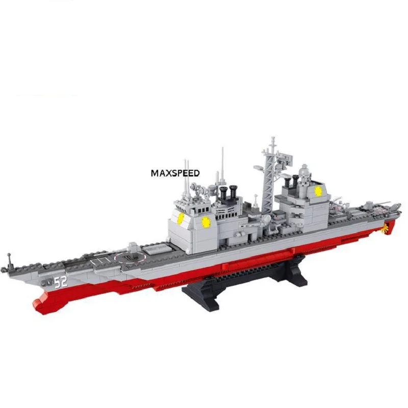 

883pcs Military Series Army Navy Warship Building Blocks Cruiser Plane Carrier Models Compatible Legoings Intelligence Toy