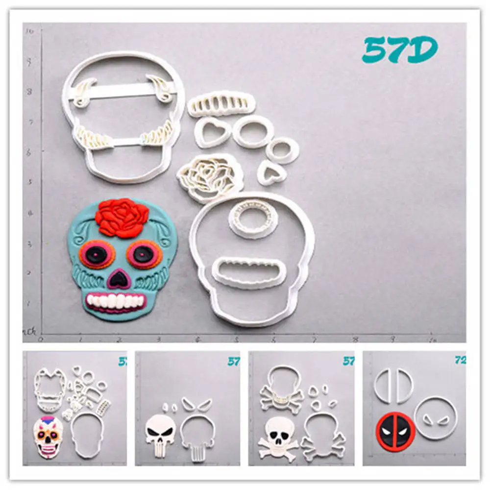 

Sugar Skull Deadpool Cookie Cutter Set Custom Made 3D Printed Cookie Cutter Set Cake Decoration Tools Fondant Moulds for Cupcake