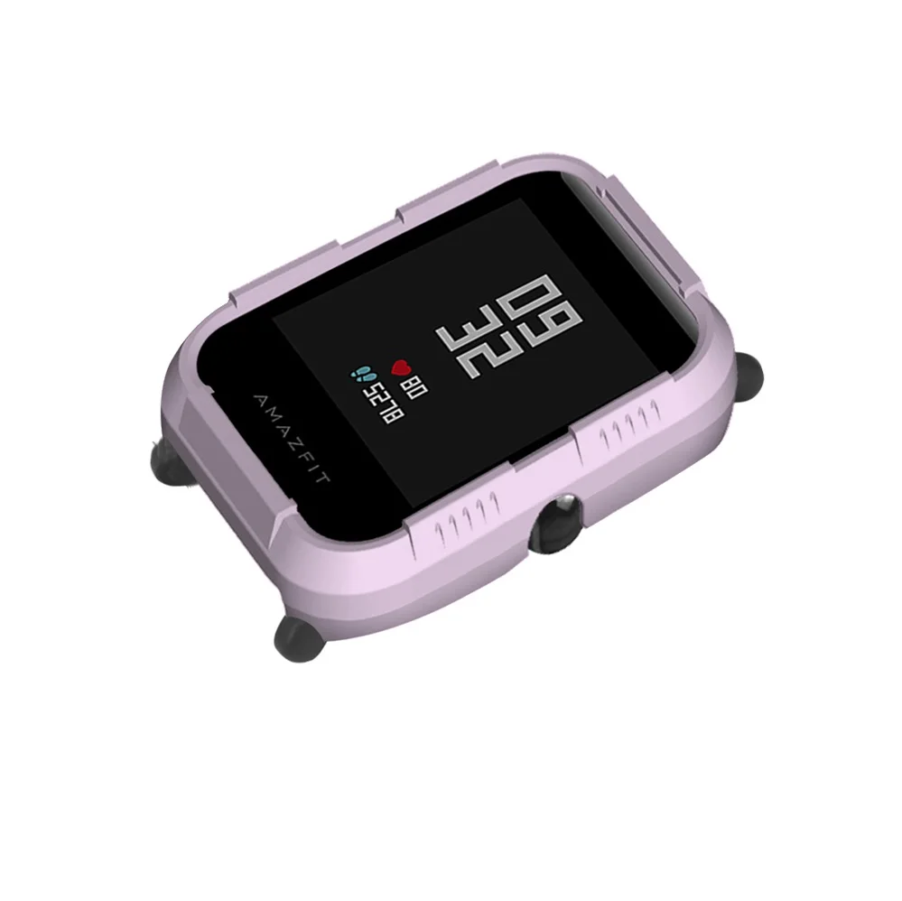 Чехол из поликарбоната для Huami Amazfit Bip чехол протектор для Xiaomi Amazfit Bip Молодежные умные часы Аксессуары Защитный Корпус рамка рукав - Цвет: Light purple