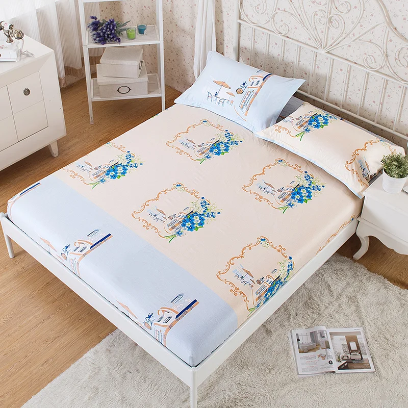 Хлопок современная кровать листы красочная мультипликационная печать для кровати Лист Просто эластичный удобный наматрасник, простыня