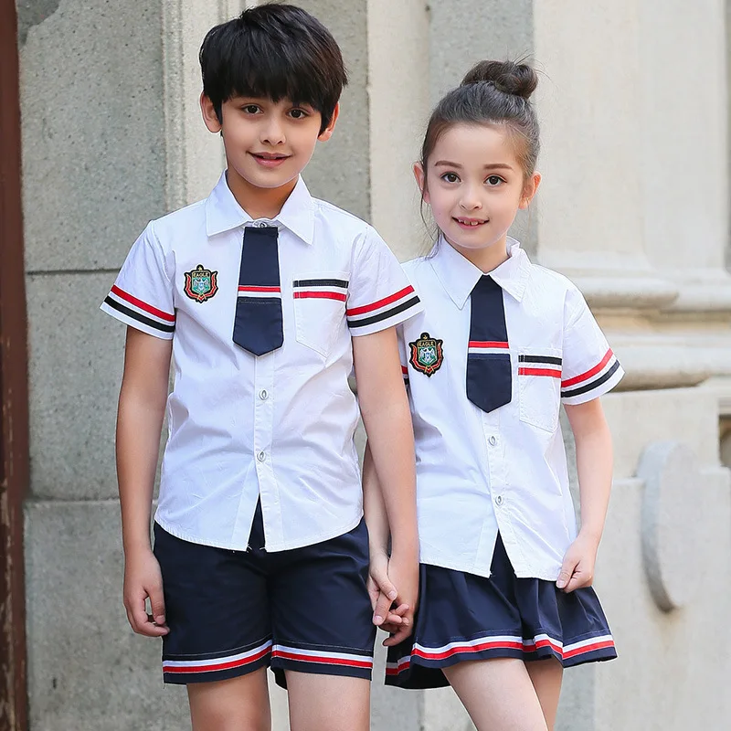 New School Uniform Kids Clothes Boys Clothing For Girls Short Sleeve