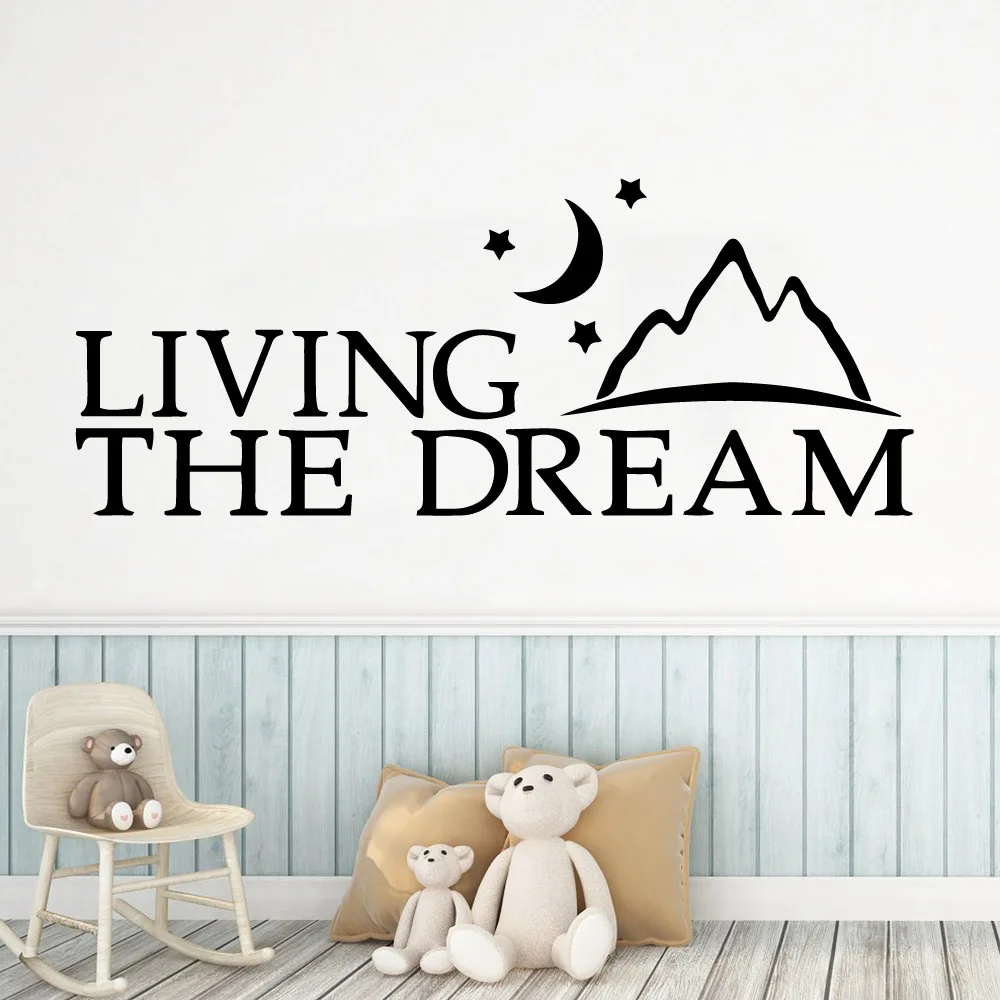 

NEW living the dream Vinyl Wall Sticker Home Decor Stikers Decor Living Room Bedroom Removable Wall Decoration Murals