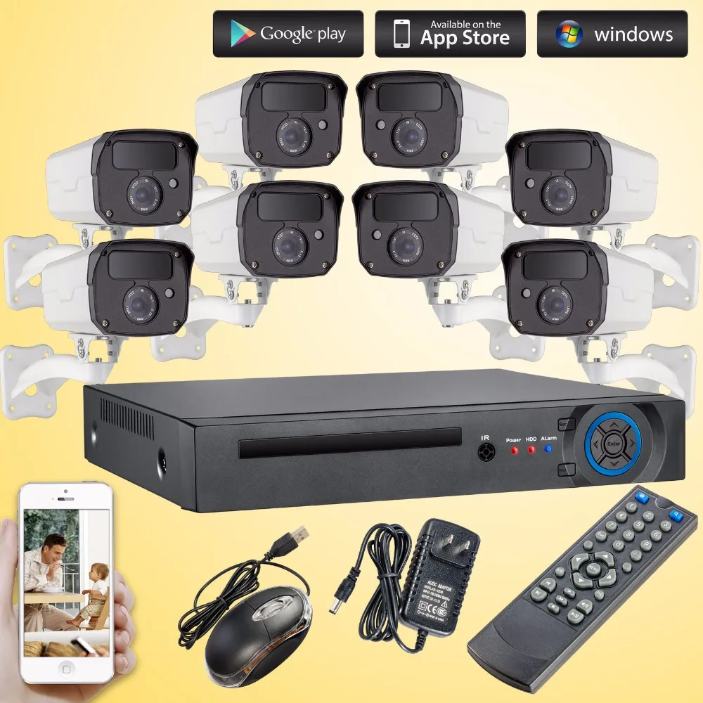 

1080P 2.0MP AHD Outdoor Camera 8CH DVR CCTV Security System Invisible 3000TVL 2 Array IR Night Vision IP Camera WIFI CCTV System