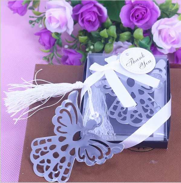 50pcs Angel Silver Bookmark For Baptism Baby Shower Souvenirs Party