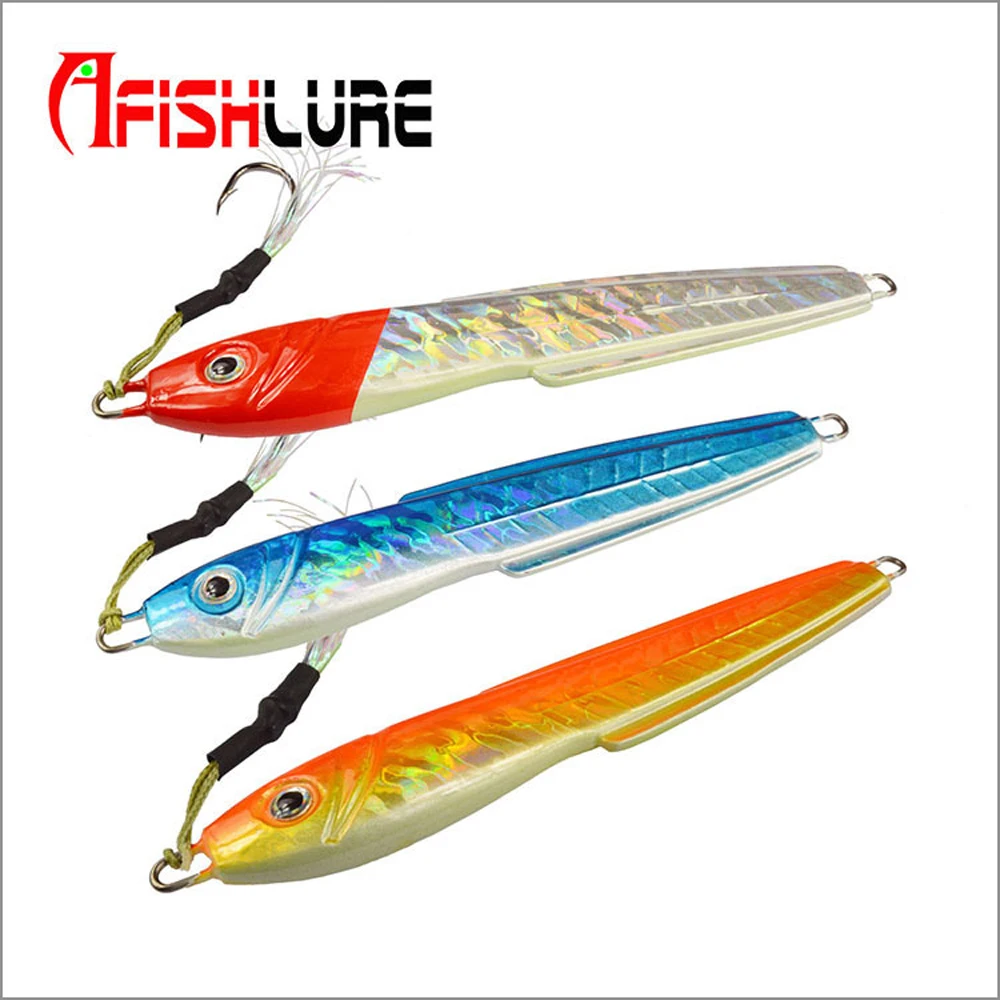  Fishing Baits 80/120/160/200g Fishing Bait Lure Metal Plate with Hook Artificial Swim Bait Hard Bai