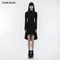 PUNK RAVE Women Steampunk Sexy Club Dresses Casual Black Long Sleeve Gothic Llolita Long Sleeve Dresses