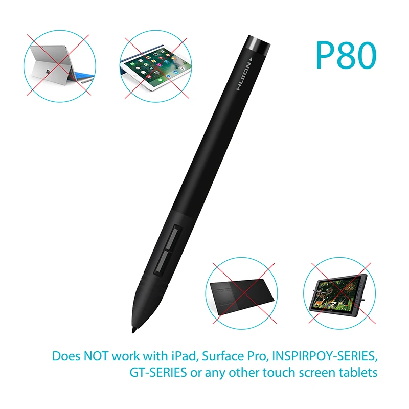 HUION PEN80 Graphic Tablets Pen Digital Pen Rechargeable Pen Black--P80 - Image 6