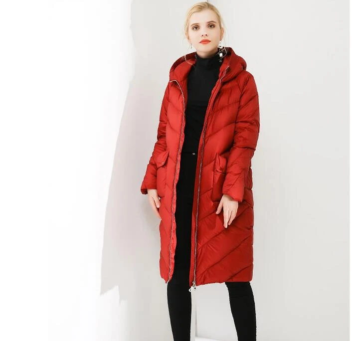 Пуховое пальто, зимнее женское пальто, тонкий пуховик с высококачественным пухом
