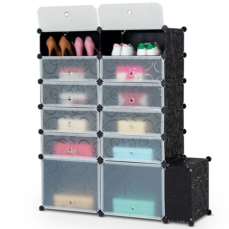 

DIY 13 Cube 24 Pair Space Saving Portable Shoe Storage Cabinet Shoe Storage Organizer HW59324