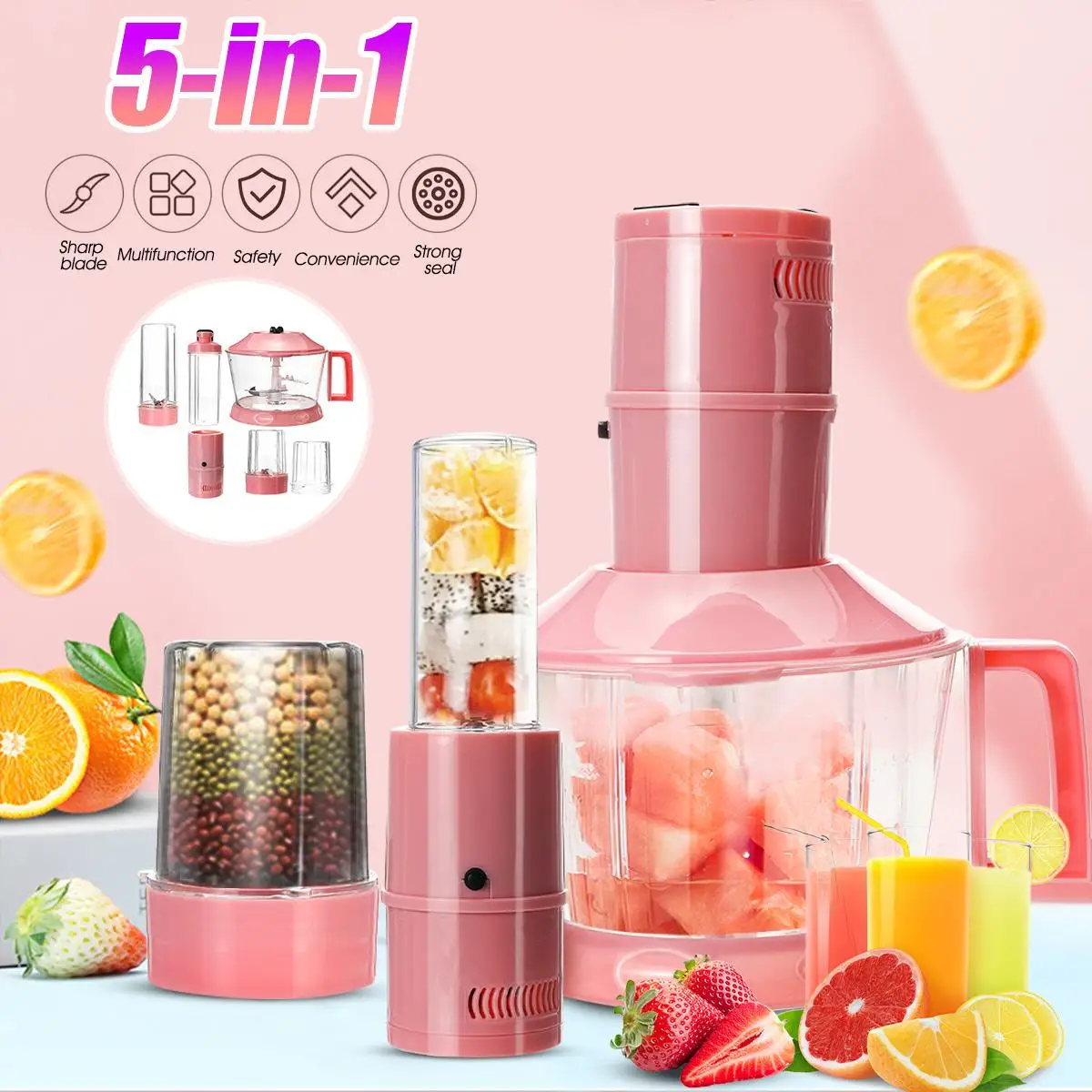 

Becornce 5-in-1 Multi-functional Nutrition Machine Grade Juice-Blender Mixer Grinder Food Processor Ice Smoothie