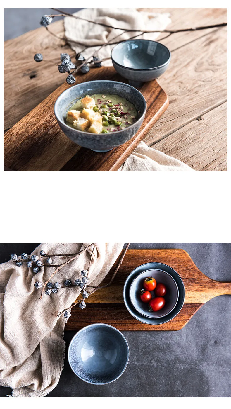ANTOWALL скандинавские простые Стильные домашние серые керамические столовые приборы, миска для риса, миска для лапши, миска для супа, Салатница