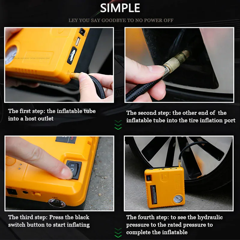 

16800mAh Car Jump Starter Portable Lighter Power Bank Mini Car Air Pump 12V Car Charger For Car Battery Booster with Storage Bag