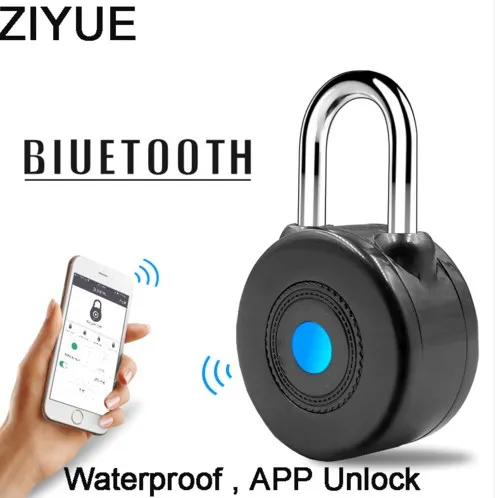 

Free Shipping Waterproof Portable Phone Bluetooth App Unlock Smart Lock Anti Theft Alarm Pad Lock for Bike Door