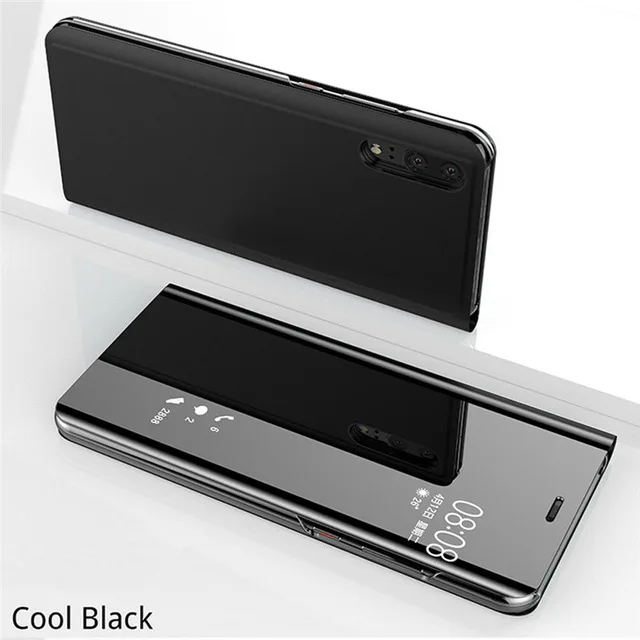 Black Зеркальный флип-чехол для huawei mate 20 10 Lite Pro P20 P30 Lite Y6 Y5 Prime чехол для Honor 10 8X 7A 7C Y9 P Smart чехол - Цвет: Black
