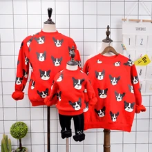 Family look winter sweater warm hoodies mother and daughter clothes cartoon dog family matching clothes mommy and me clothes